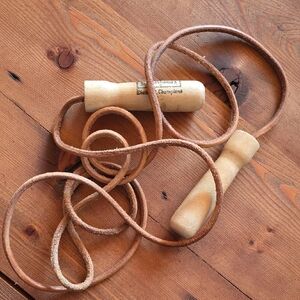 Vintage Everlast Wood And Leather Jump Rope Model 4497 9 Ft